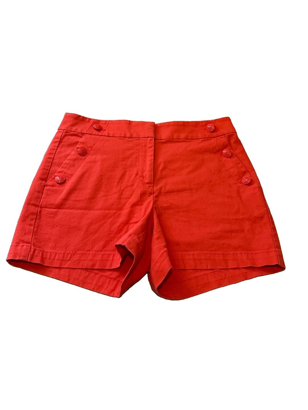 LOFT Riviera Red/Coral Womens’s Shorts Sailor Button Detail Sz 4 EUC